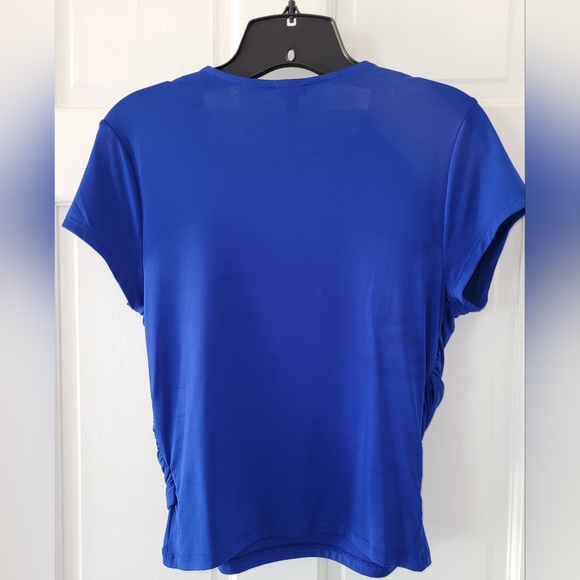 Express Body Contour Cobalt Blue Twisted Knot Short Sleeve Top, Size M - Picture 4 of 8